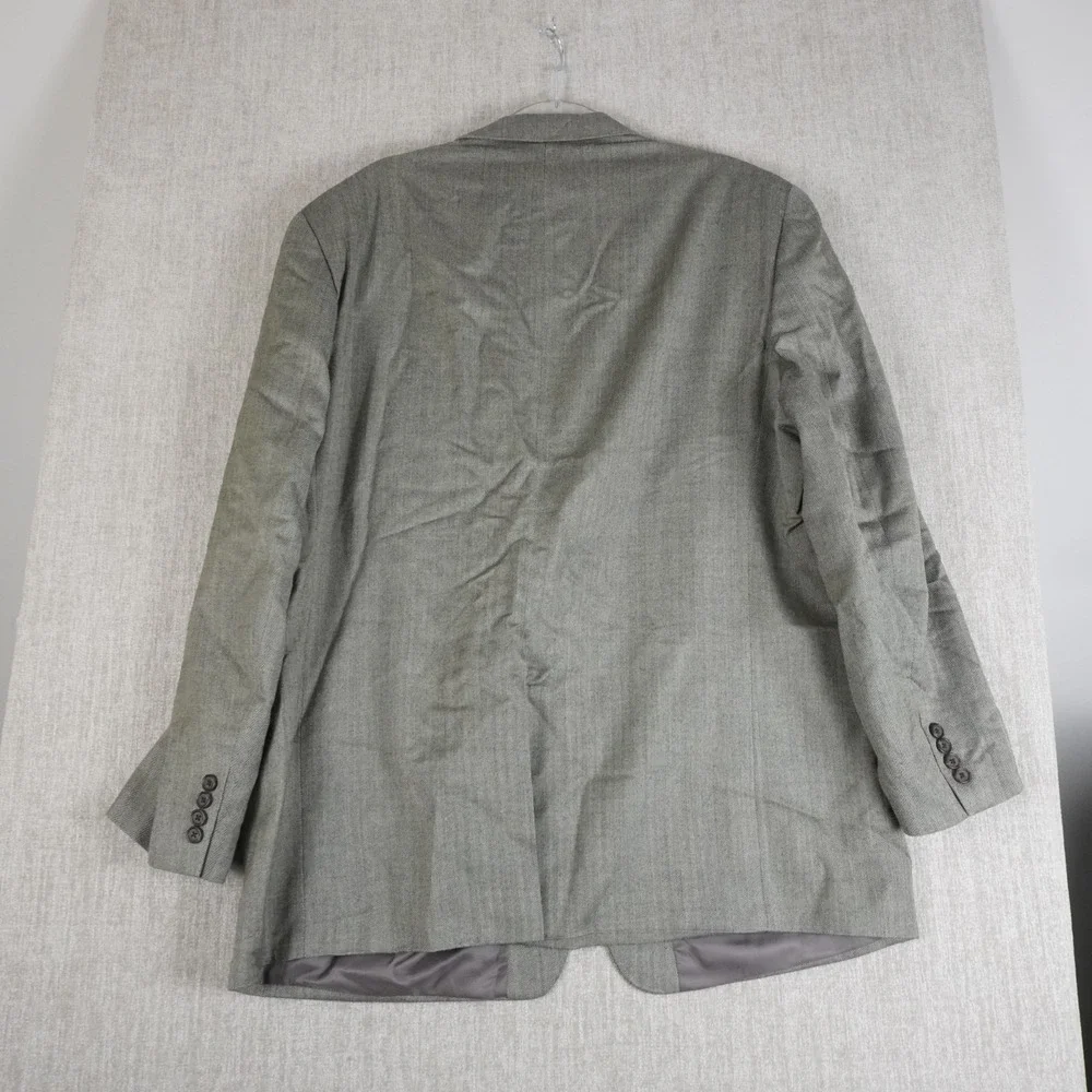 Lauren Ralph Lauren Blazer 48L Gray Herringbone Silk Wool Classic Sport Coat Men